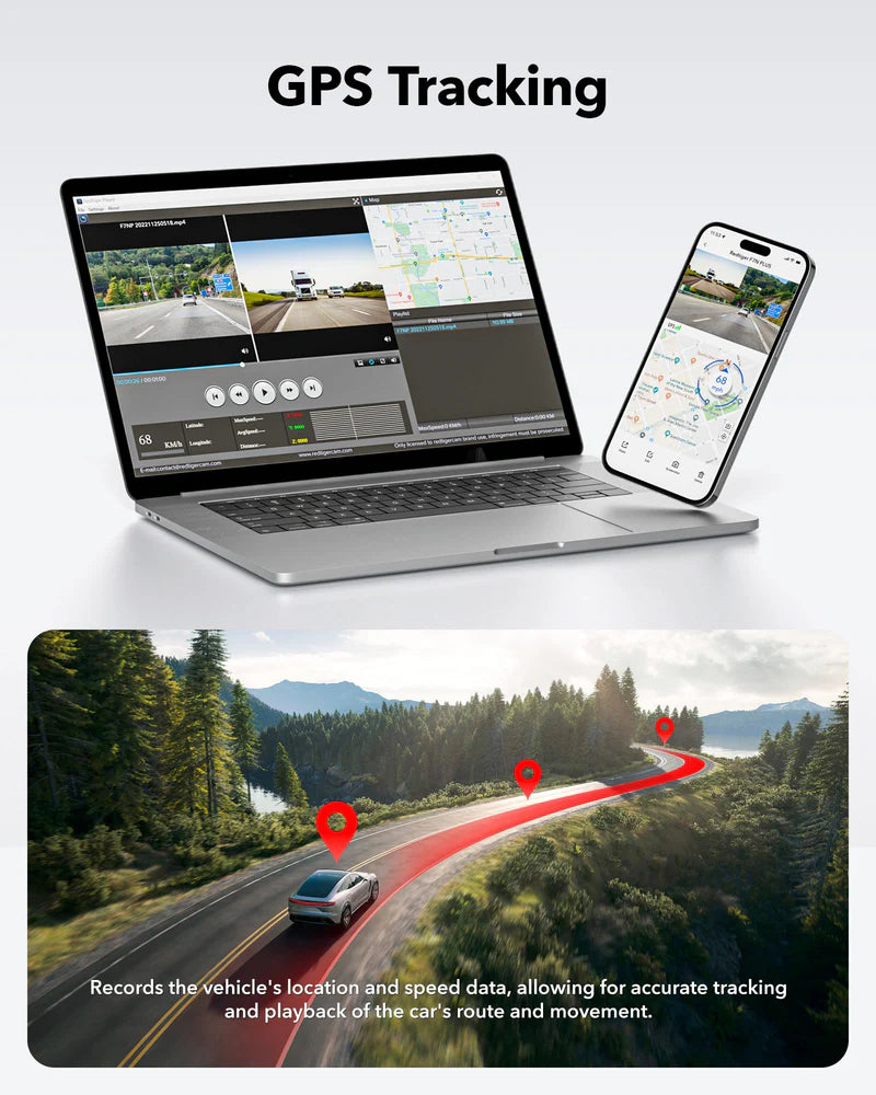 REDTIGER F7NP 4K Dash Cam Front and Rear, Built In Wi-Fi GPS, 32GB SD Card Included