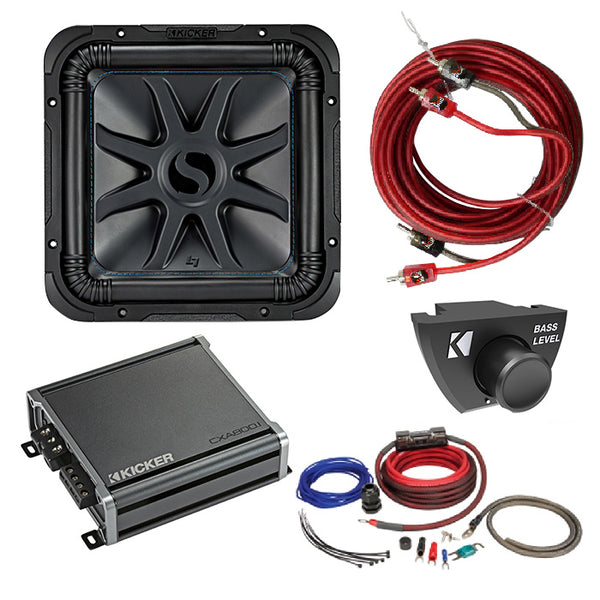 Kicker 44L7S122 Amplifer and Subwoofer Bass Bundle with Install Kit