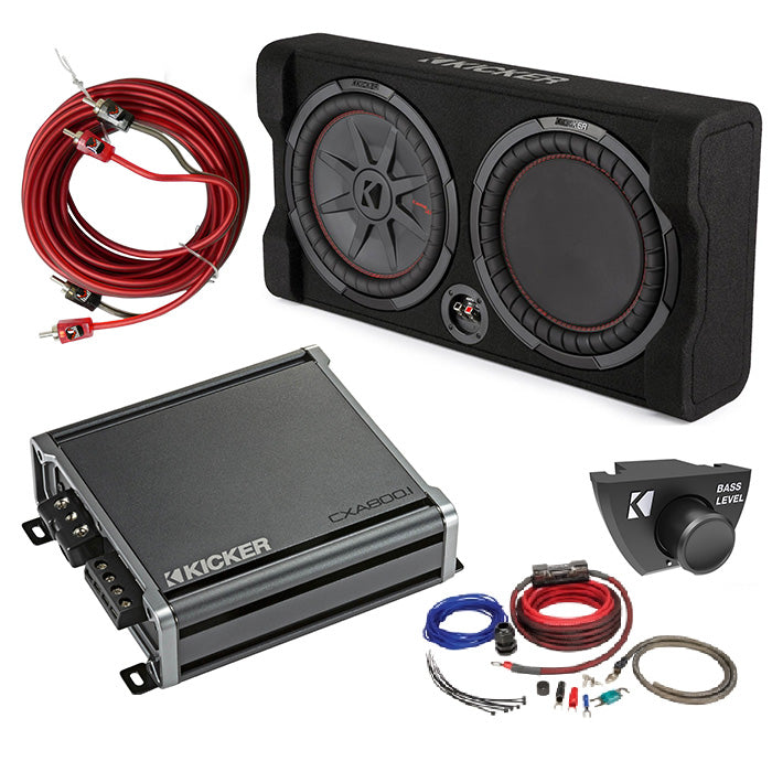 Kicker 48TRTP122 Amplifer and Subwoofer Bass Bundle with Install Kit