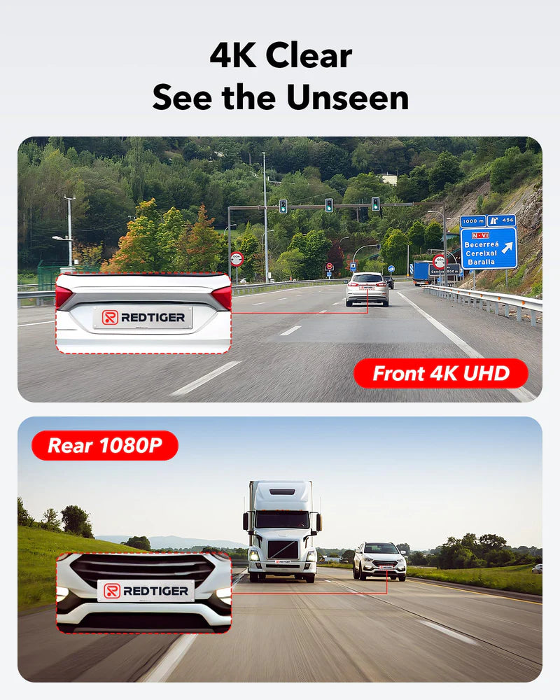 REDTIGER F7NP 4K Dash Cam Front and Rear, Built In Wi-Fi GPS, 32GB SD Card Included