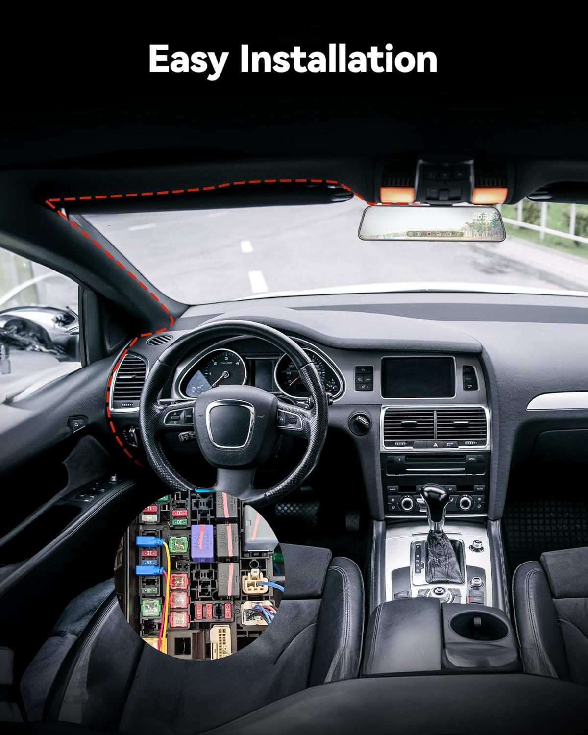 WOLFBOX USB C Universal Hardwire Kit for G850PRO/G850/G900/G840H/i07/i17/X5 Mirror Dash Cams