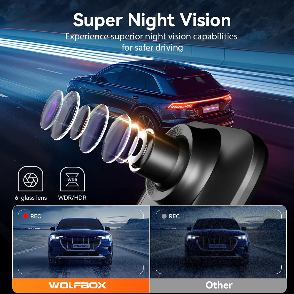 WOLFBOX G850 WIFI Smart Rearview Mirror Dash Cam and Backup Camera with Voice Control