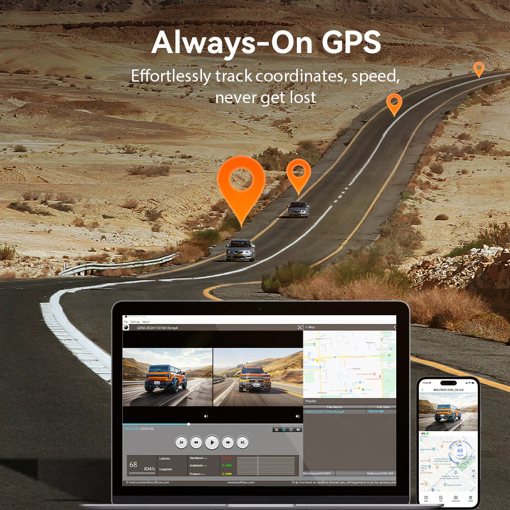 WOLFBOX G850 WIFI Smart Rearview Mirror Dash Cam and Backup Camera with Voice Control