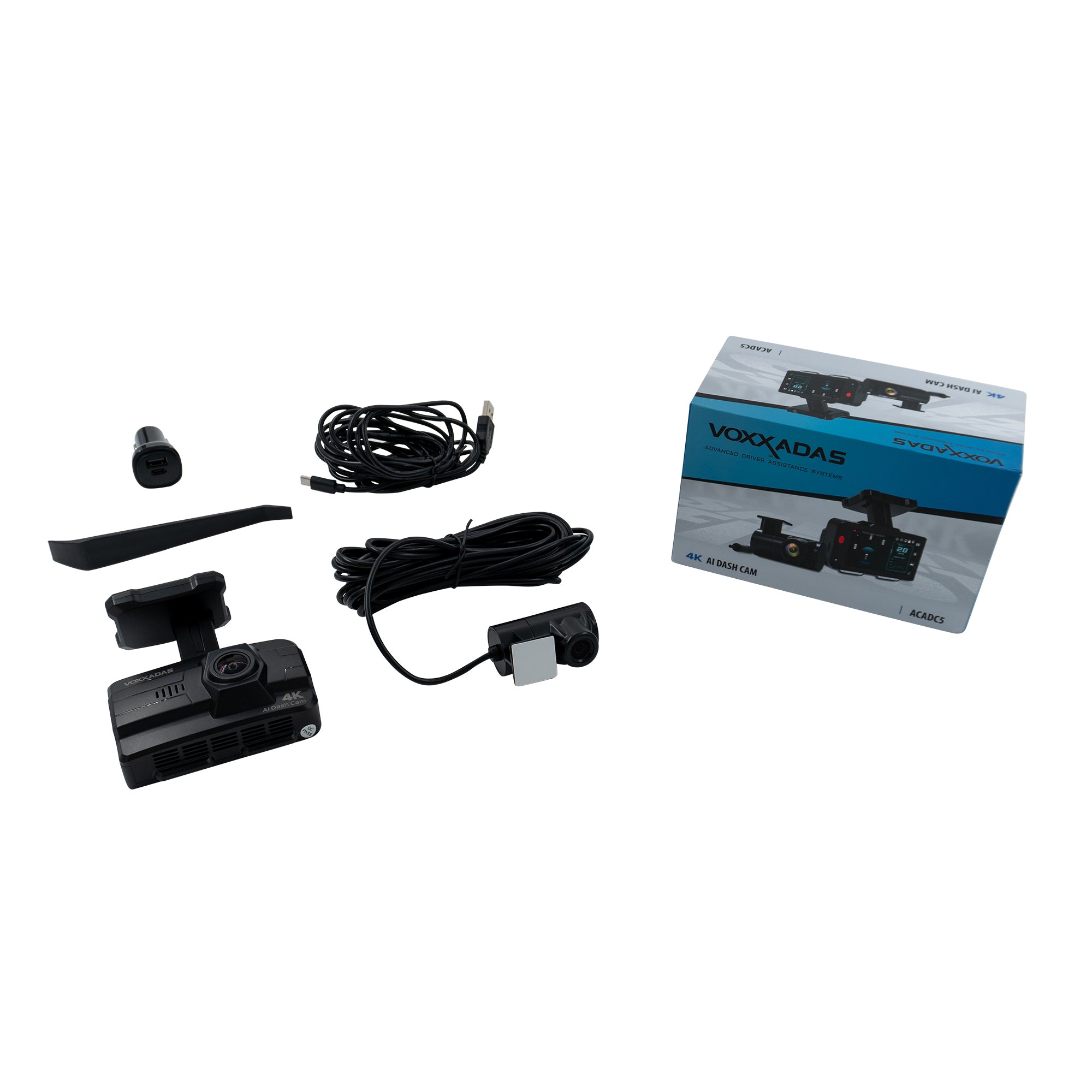 Audiovox VOXX ACADC5 4K AI Dash Camera with 1080P HD Rear Camera