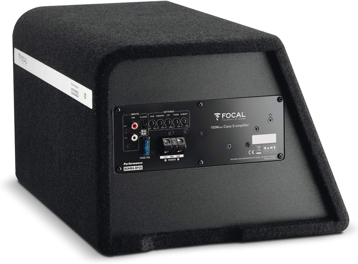 Focal BOMBABP20 8” Subwoofer in a Band Pass, Amplified Enclosure, 1 x 300 W Class D