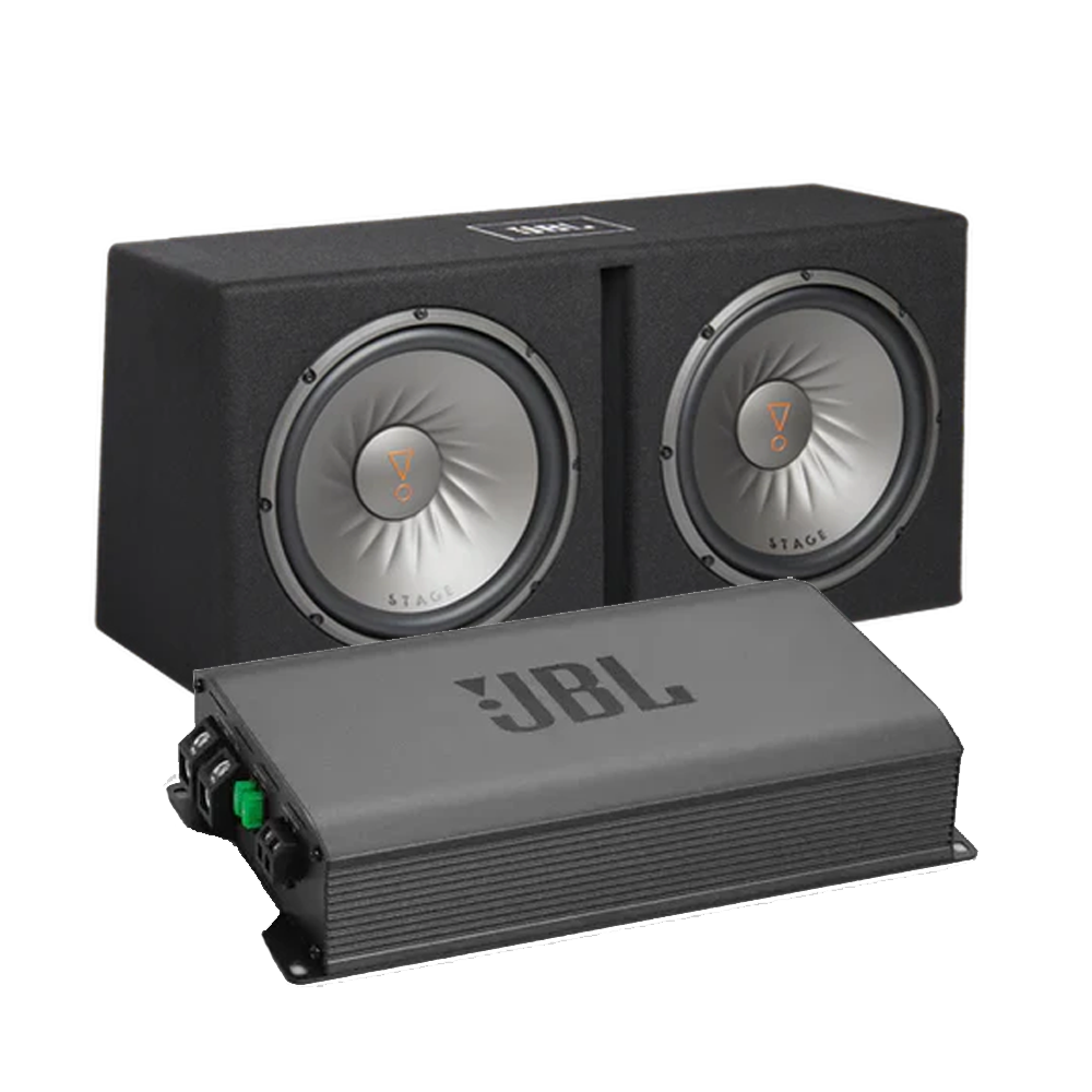 JBL Stage Bass Package – Dual 12" Ported Enclosure + 500W Mono Amplifier (2 Ohm)