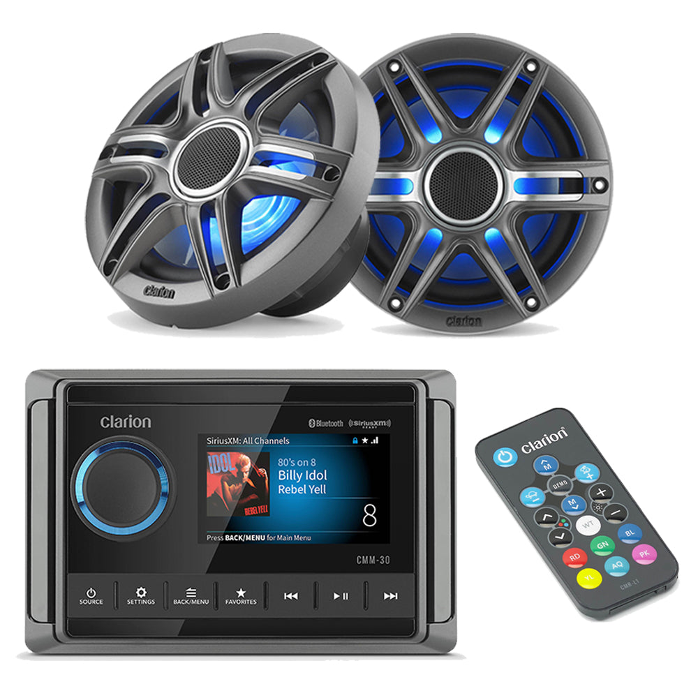 Clarion CMM-30 + CMSP-651RGB-SWG + CMR-L1 Marine Bundle