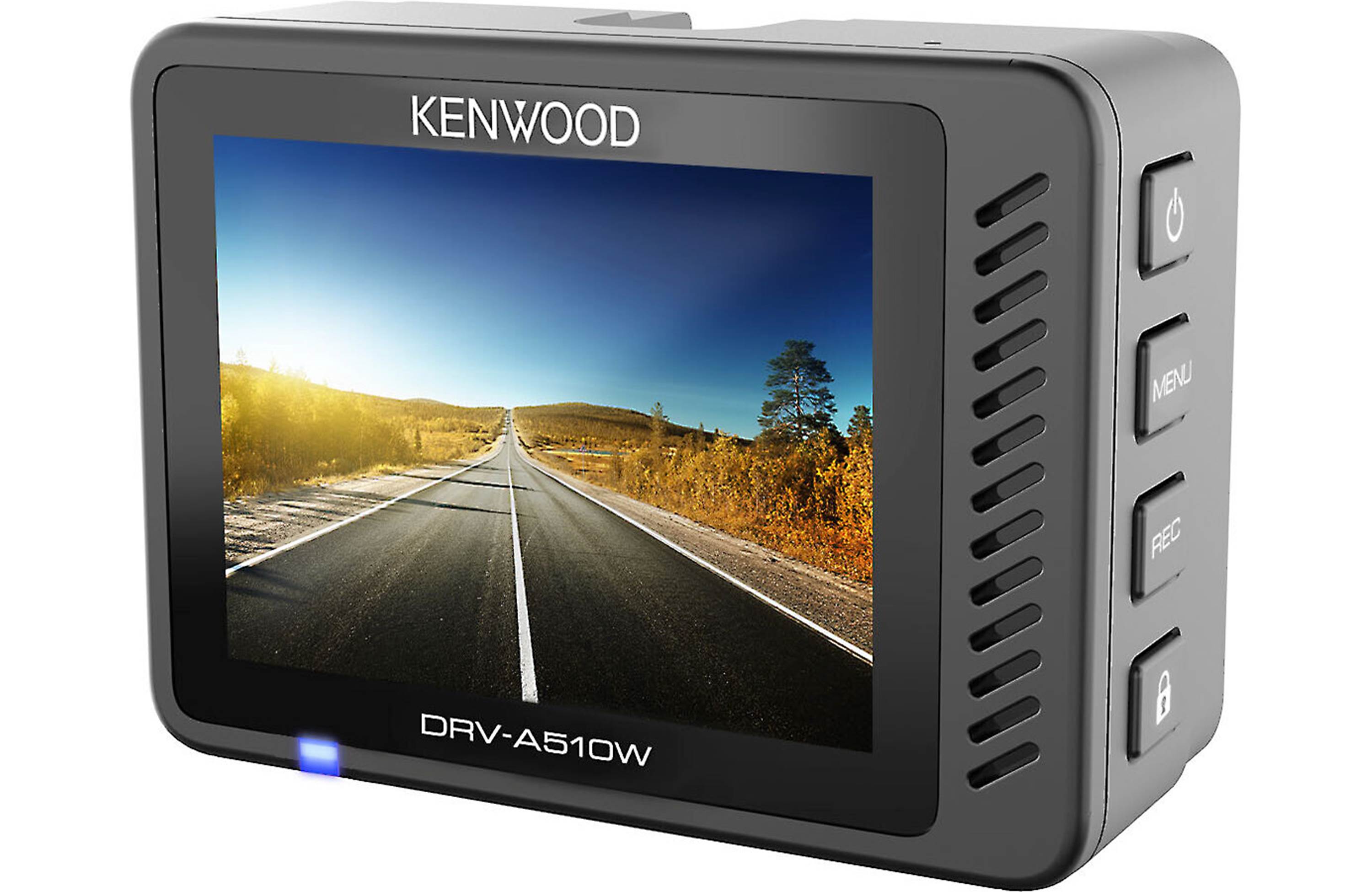 Kenwood DRV-A510WDP HD dash cam with Wi-Fi, GPS, and rear-view cam