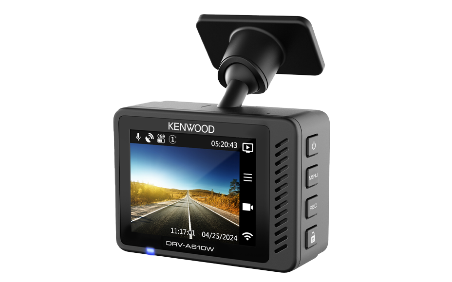 Kenwood DRV-A610WDP 4K HD dash cam with Wi-Fi, GPS, and rear-view cam