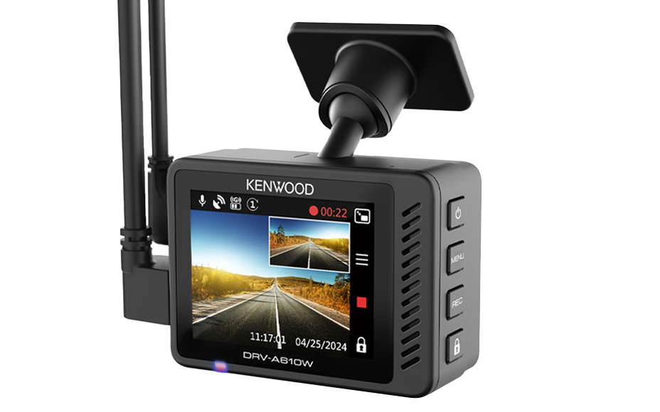 Kenwood DRV-A610WDP 4K HD dash cam with Wi-Fi, GPS, and rear-view cam