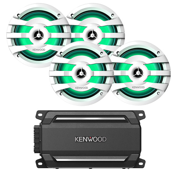 Kenwood KAC-M5024BT + 2 Pairs of KFC-1673MRWL Marine Speaker Bundle