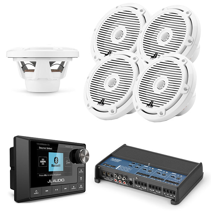 JL Audio MM105 + XDM700/5 + 2 Pairs M3-650X-C-GW + M3-10IB-C-GW-4 Marine Bundle