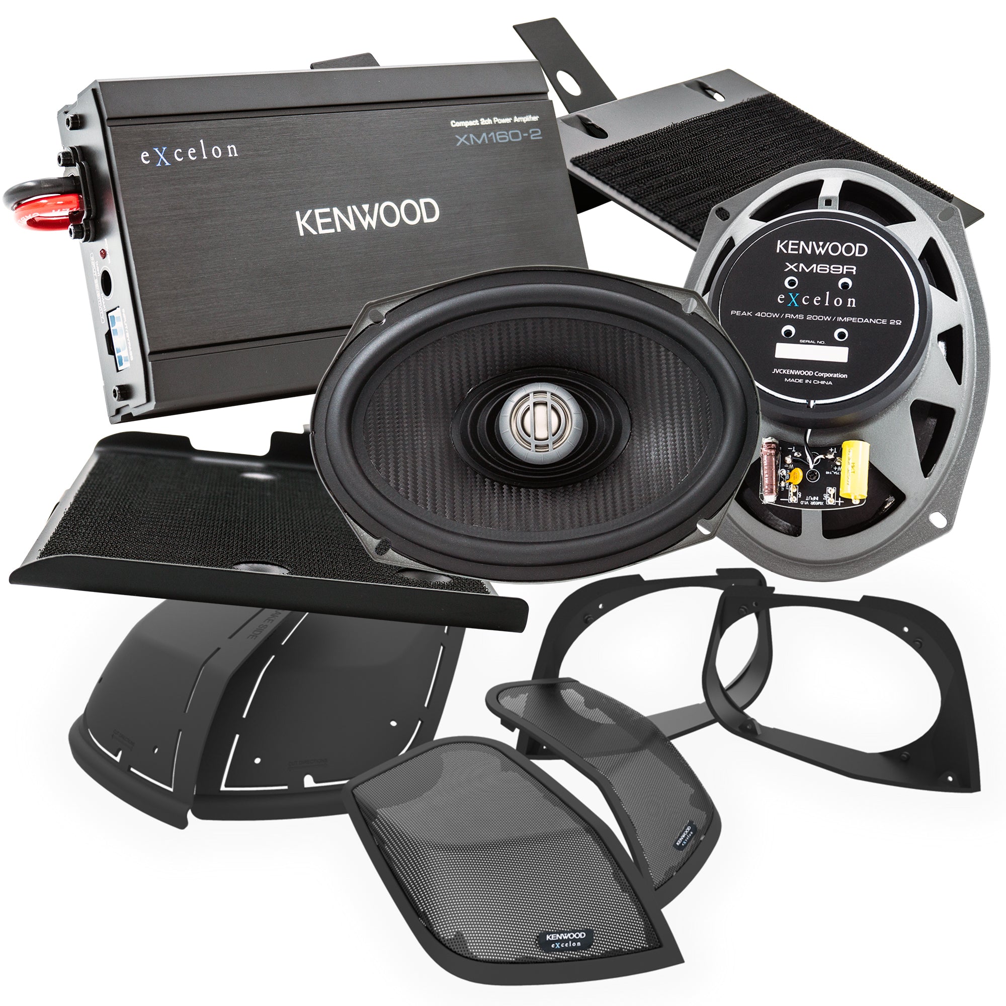 Kenwood P-HD2R Rear Speakers + Amplifiers Kit for Select 2014-Up Harley-Davidson Motorcycles