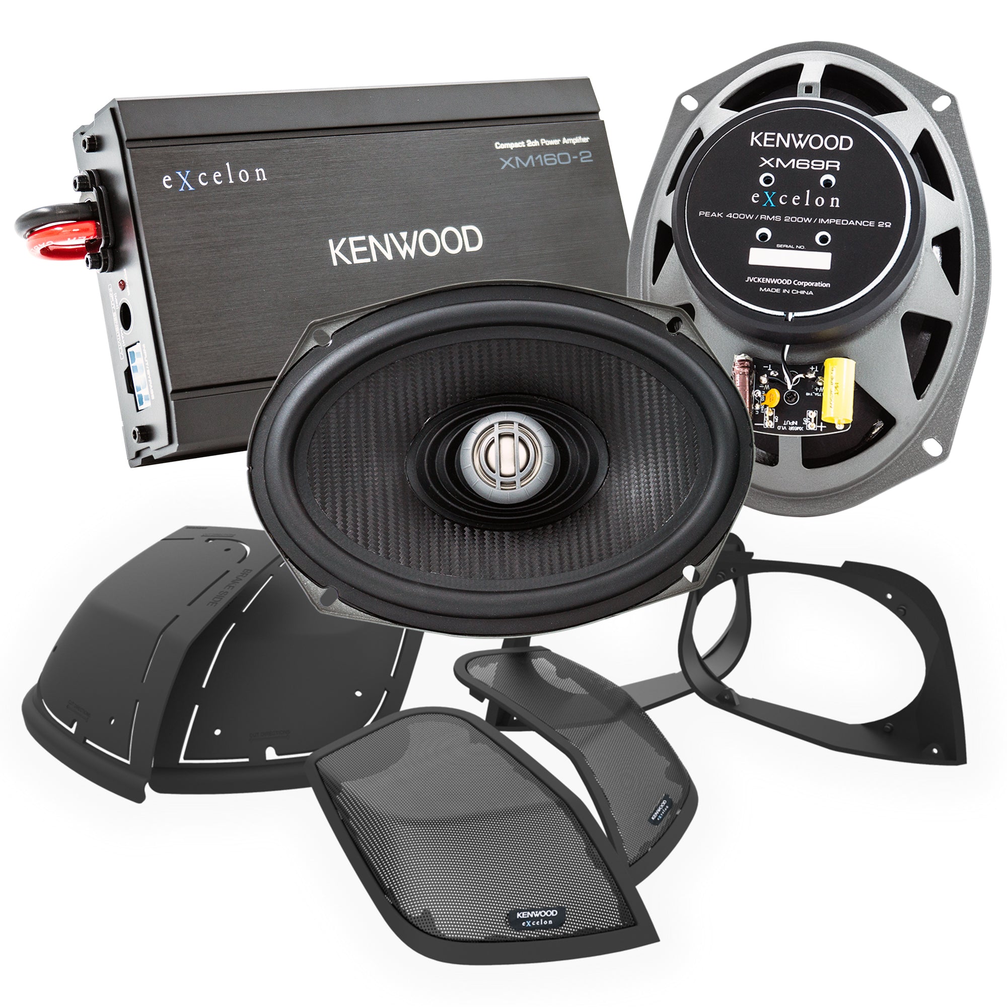 Kenwood P-HD2R Rear Speakers + Amplifiers Kit for Select 2014-Up Harley-Davidson Motorcycles