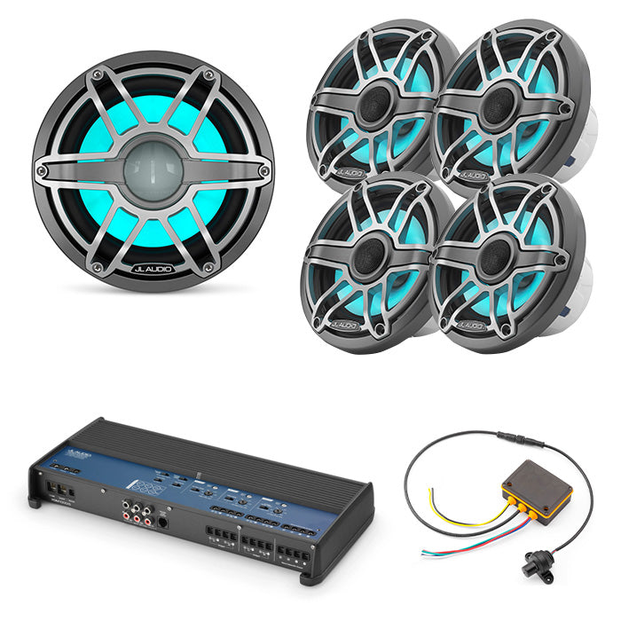 JL Audio XDM1000/5 + 2 Pairs M6-650X-S-GMTI-i + M6-10IB-S-Gmti-I4 + MLC-RW Marine Bundle