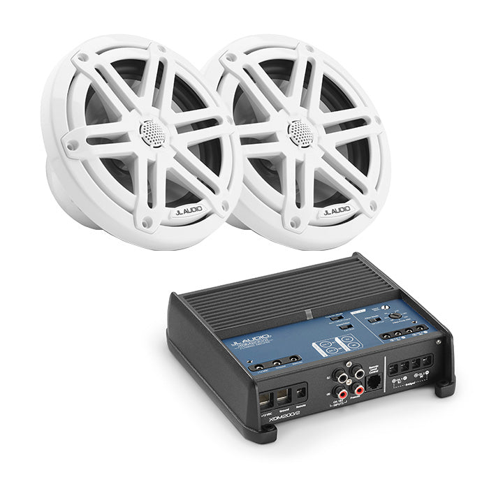JL Audio XDM200/2 Amplifier + M3-650X-S-GW 6.5" Marine Speaker Bundle