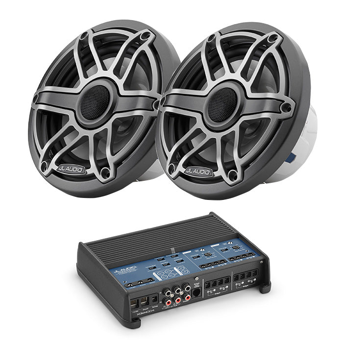 JL Audio XDM400/4 Amplifier + M6-650X-S-GMTI 6.5" Marine Speaker Bundle