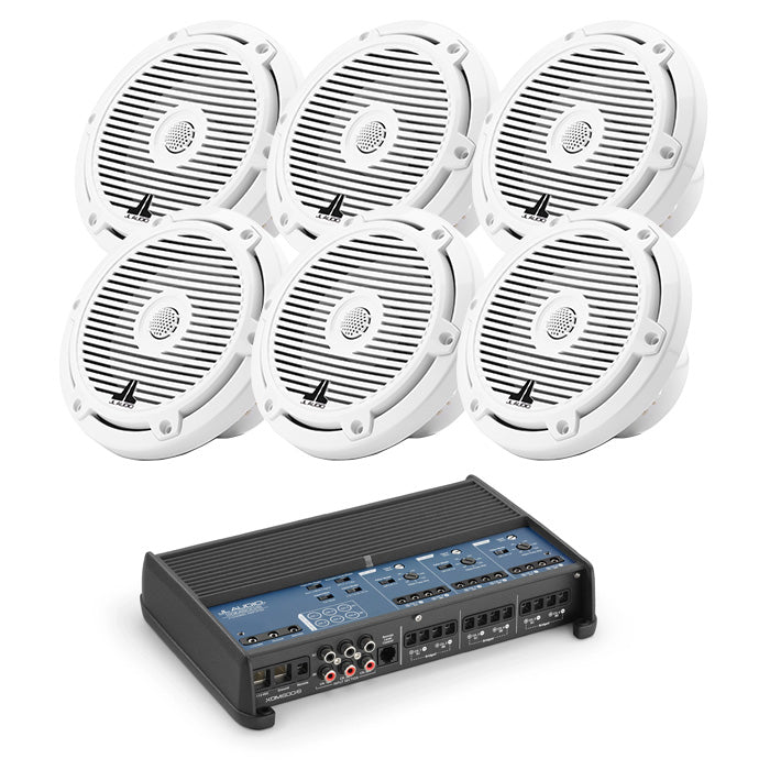 JL Audio XDM600/6 Amp + 3 Pairs M3-650X-C-GW Marine Speaker Bundle