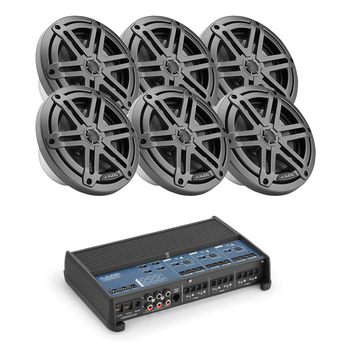 JL Audio XDM600/6 + 3 Pairs M3-650X-S-GM Marine Speaker Bundle