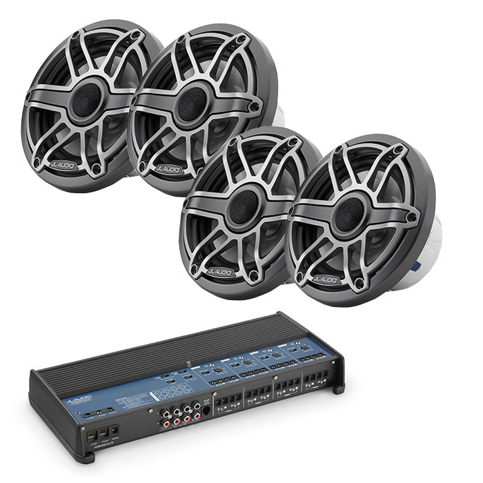 JL Audio XDM800/8 Marine Amplifier + x2 Pairs M6-650X-S-GMTI Marine Speaker Bundle