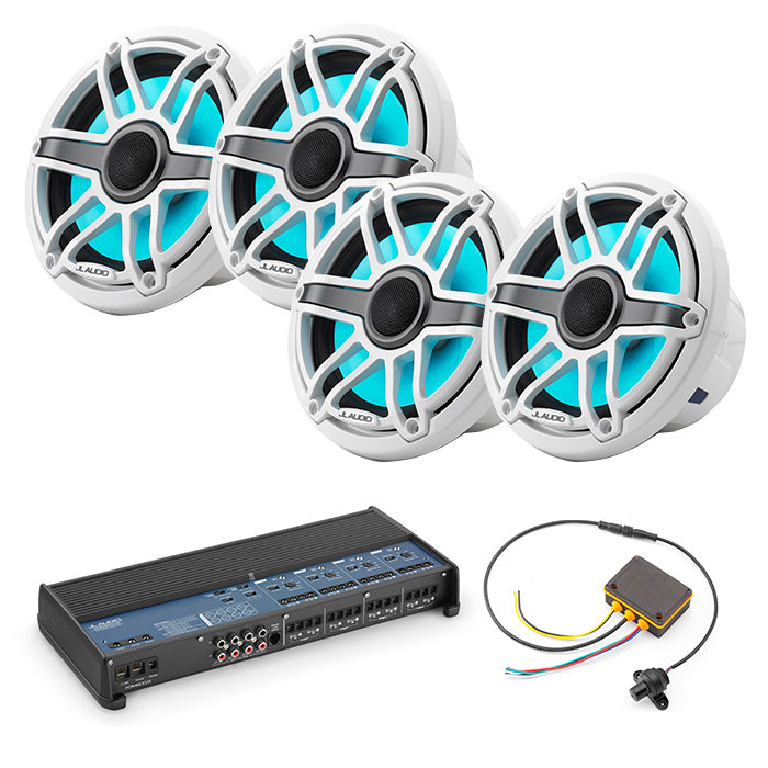 JL Audio XDM800/8 + 2 Pairs M6-770X-S-GwGw-I + MLC-RW Marine Bundle