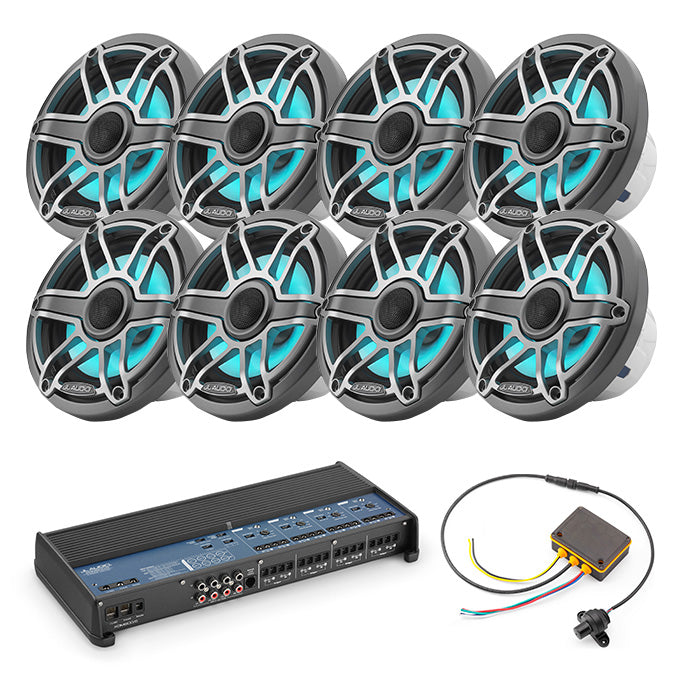 JL Audio XDM800/8 + 4 Pairs M6-650X-S-GMTI-I + MLC-RW Marine Bundle