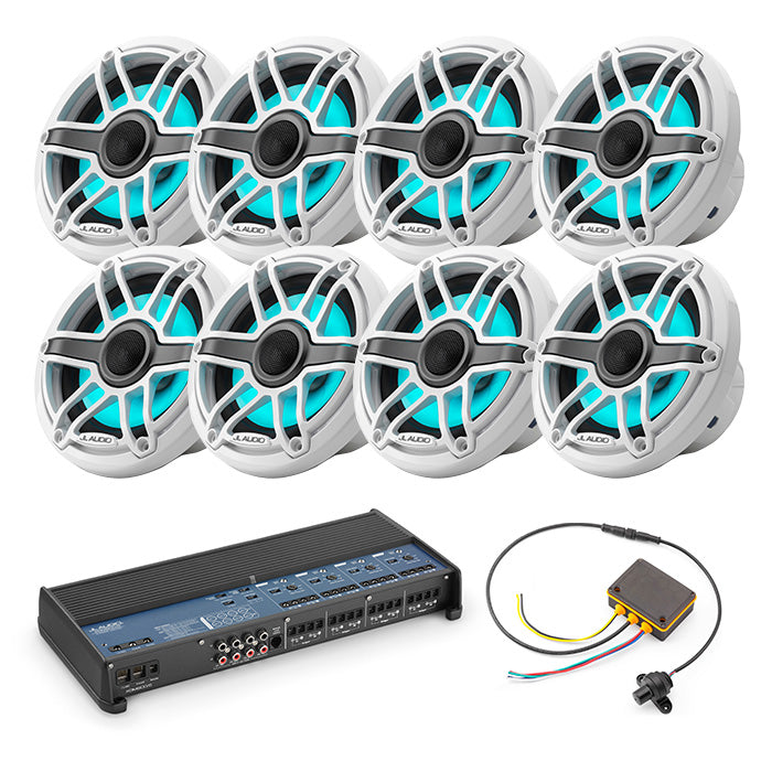 JL Audio XDM800/8 + 4 Pairs M6-650X-S-GwGw-I + MLC-RW Marine Bundle