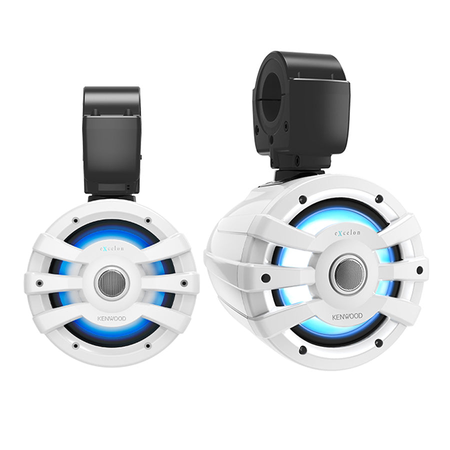 Kenwood eXcelon XM77TWL 7.7" 2-Way Coaxial Tower Speakers with LED Lighting, White