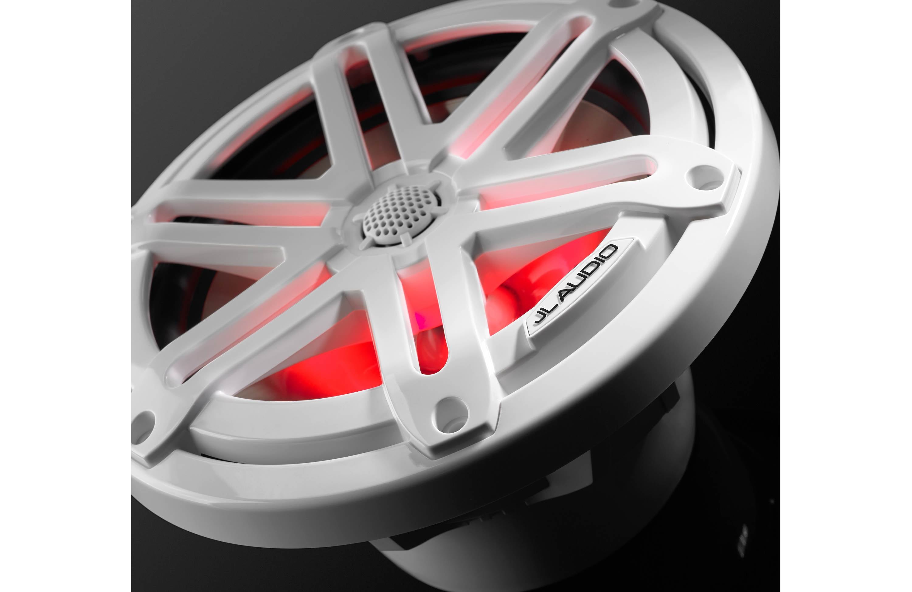JL Audio M3-770X-S-GW-I 7.7" Marine Coaxial Speakers, White Sports Grilles w/ RGB LED Lighting