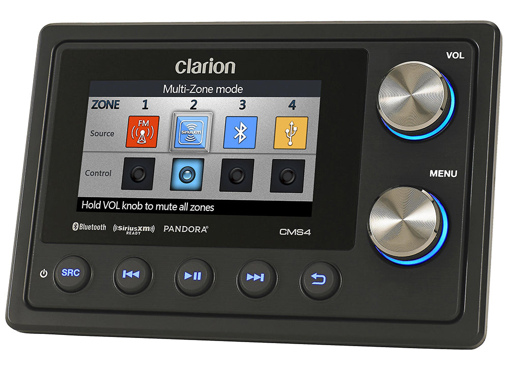 Clarion CMS4 Marine Black Box Digital Media Receiver with Watertight Commander