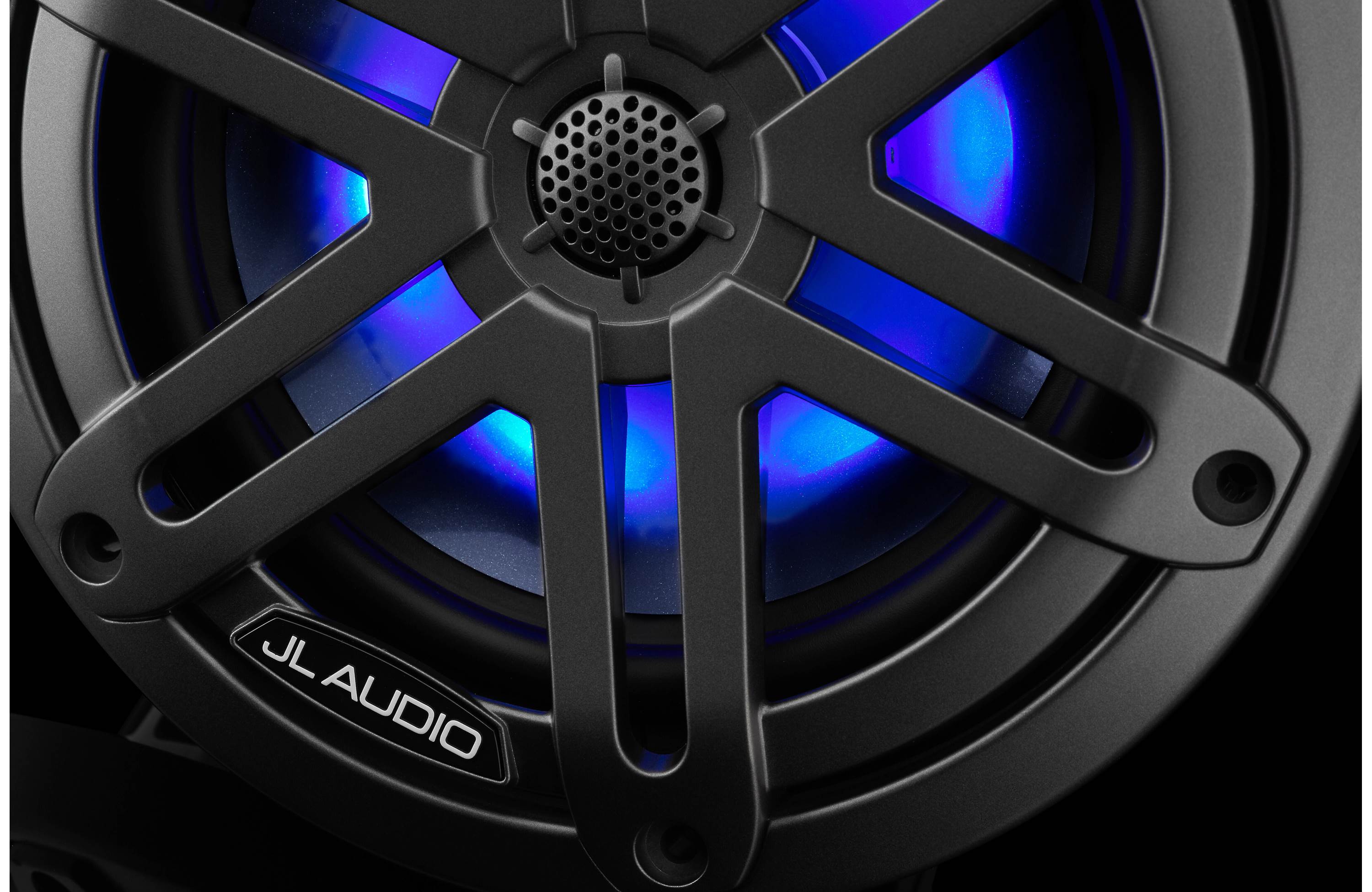 JL Audio M3-650X-S-GM-I 6.5" Marine Coaxial Speakers, Gunmetal Sport Grilles w/ RGB LED Lighting