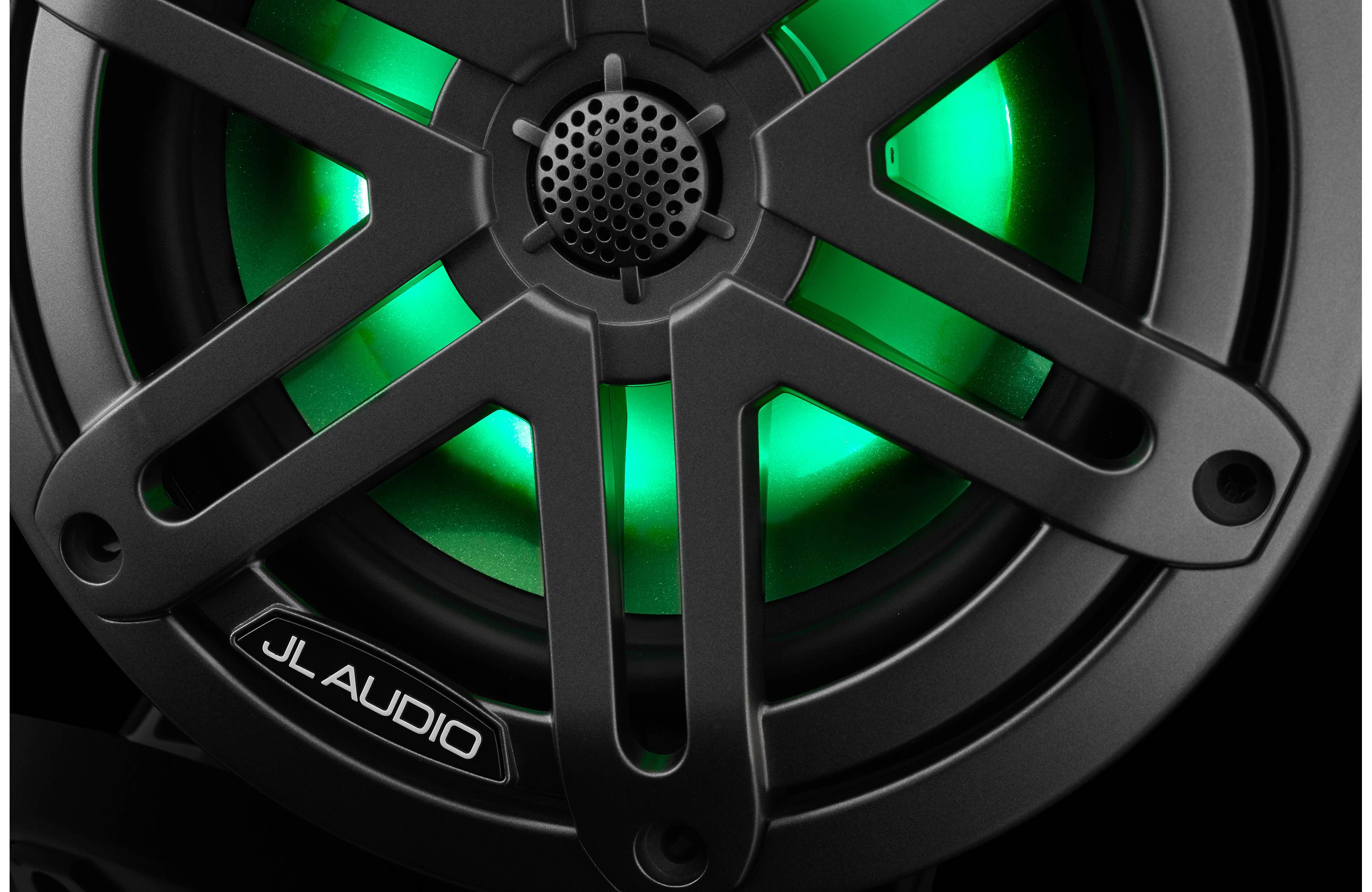 JL Audio M3-650X-S-GM-I 6.5" Marine Coaxial Speakers, Gunmetal Sport Grilles w/ RGB LED Lighting