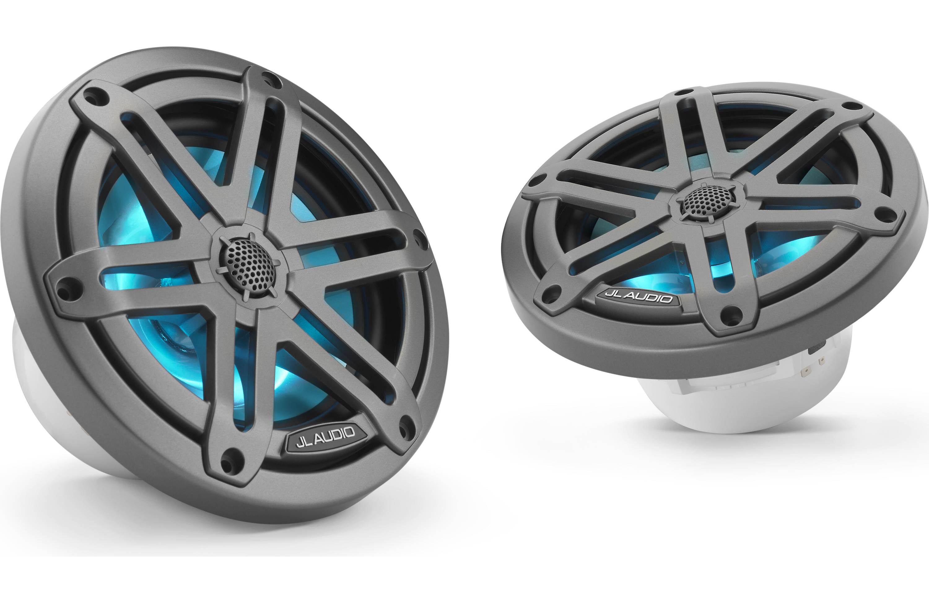 JL Audio M3-650X-S-GM-I 6.5" Marine Coaxial Speakers, Gunmetal Sport Grilles w/ RGB LED Lighting