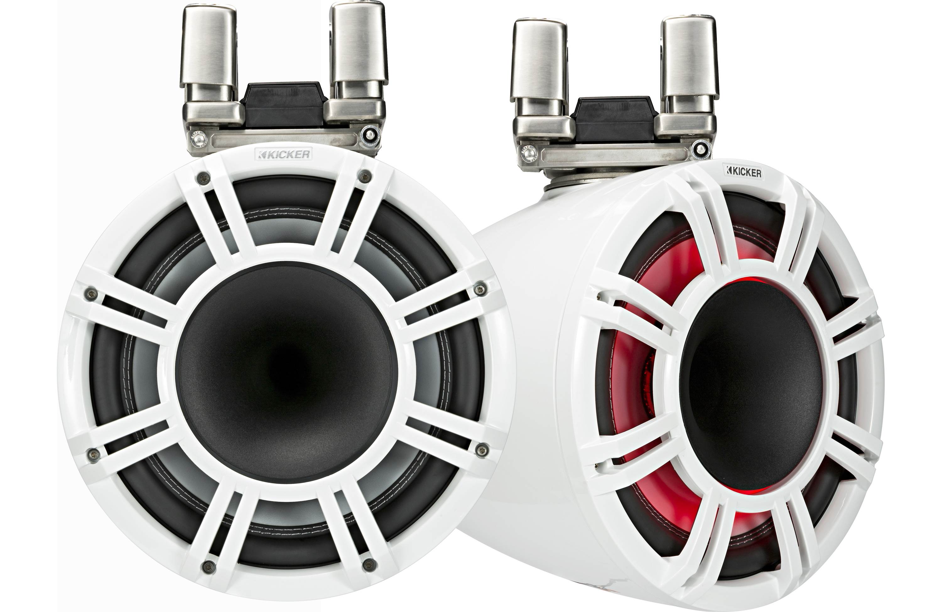 Kicker 44KMTC114W 1 Pair + 45KM654L 1 Pair + 48KMA6006 Amp + FREE 41KMLC Remote Marine Bundle
