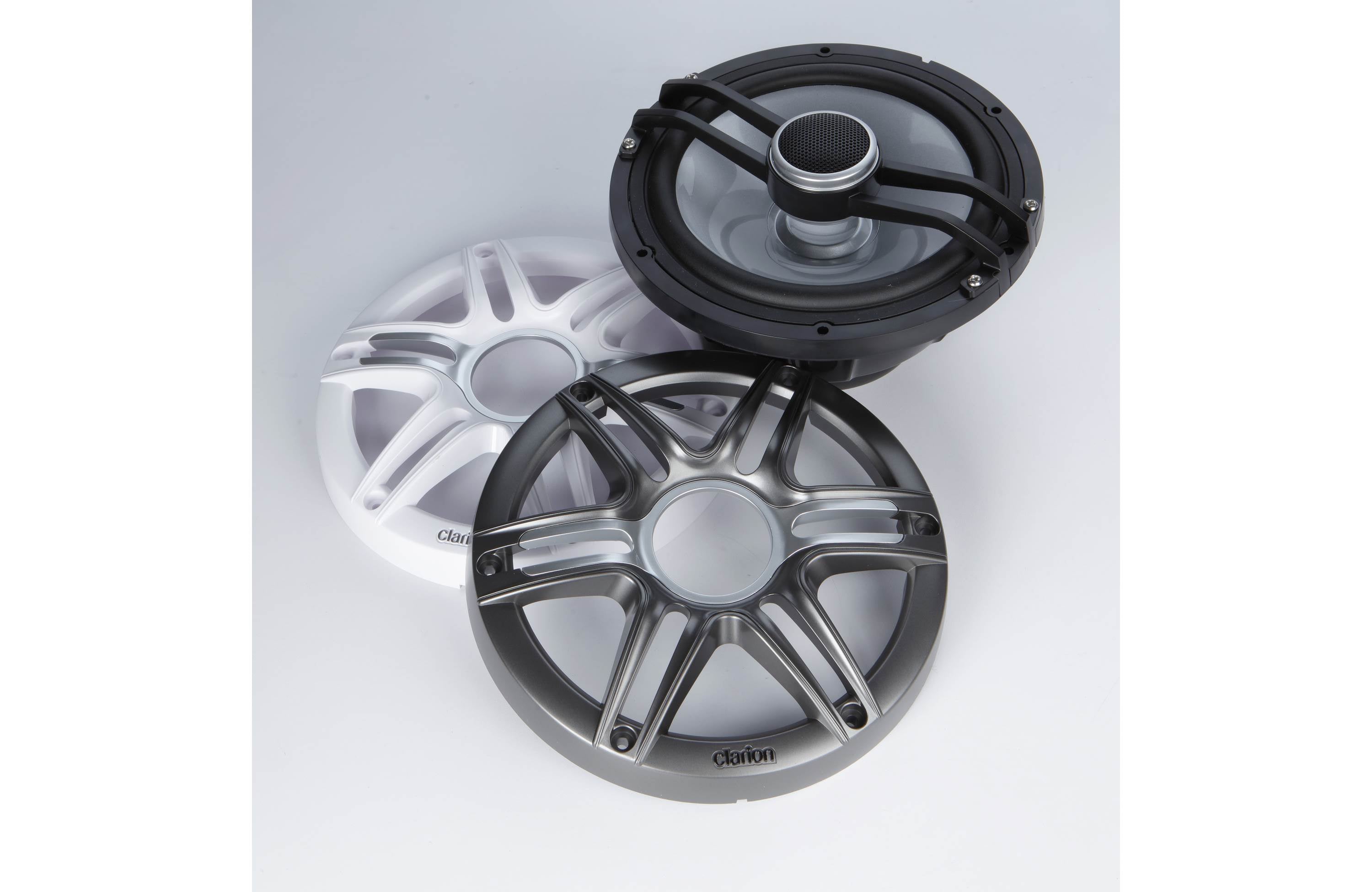 Clarion CMSP-771RGB-SWG 7.7 Inch Premium Marine Coaxial Speakers Pair w/ Sport Grilles & LEDs