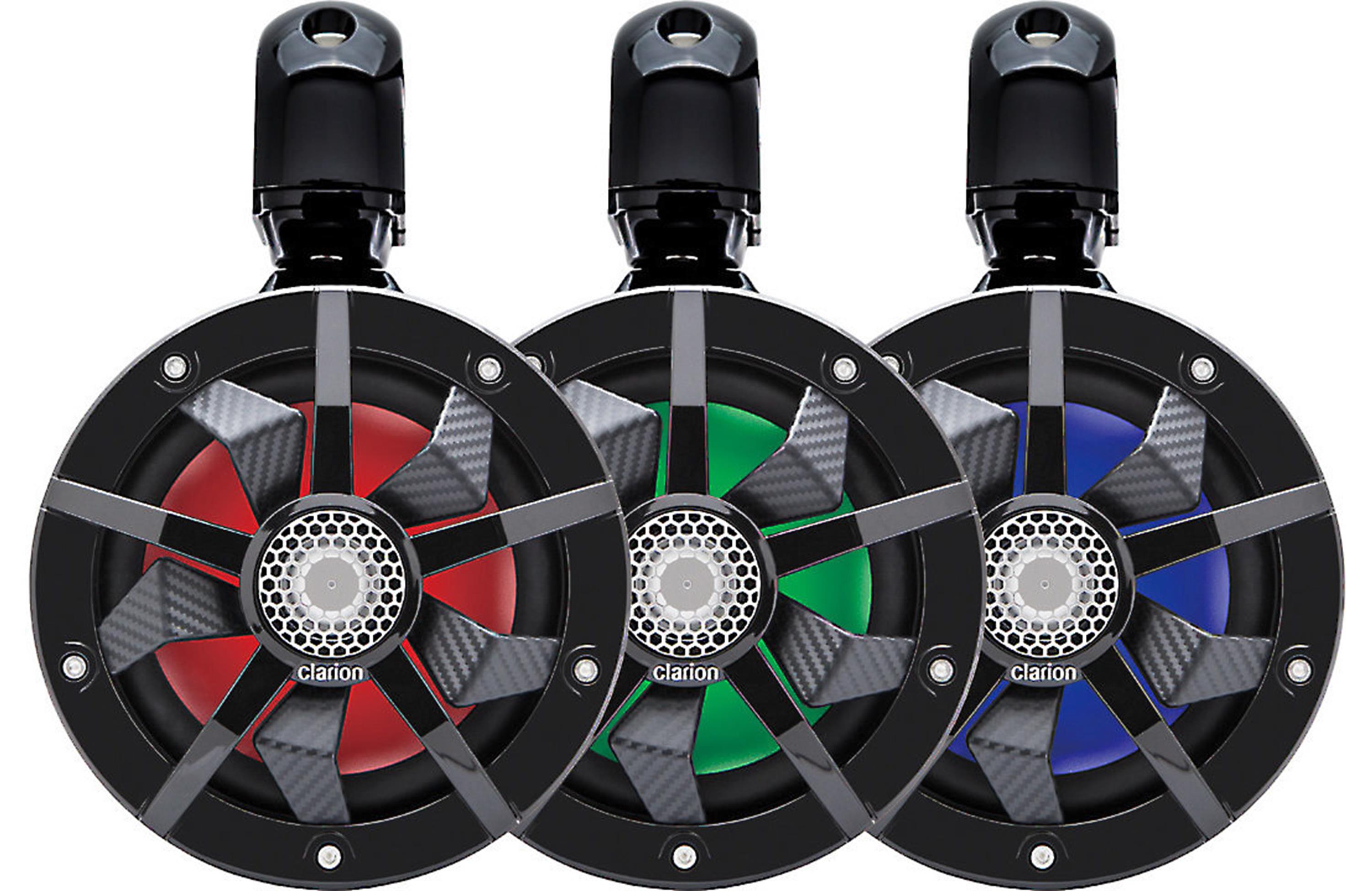 Clarion CM1624TB 6.5" Marine Black Tower Speakers w/ Swiveling Clamps