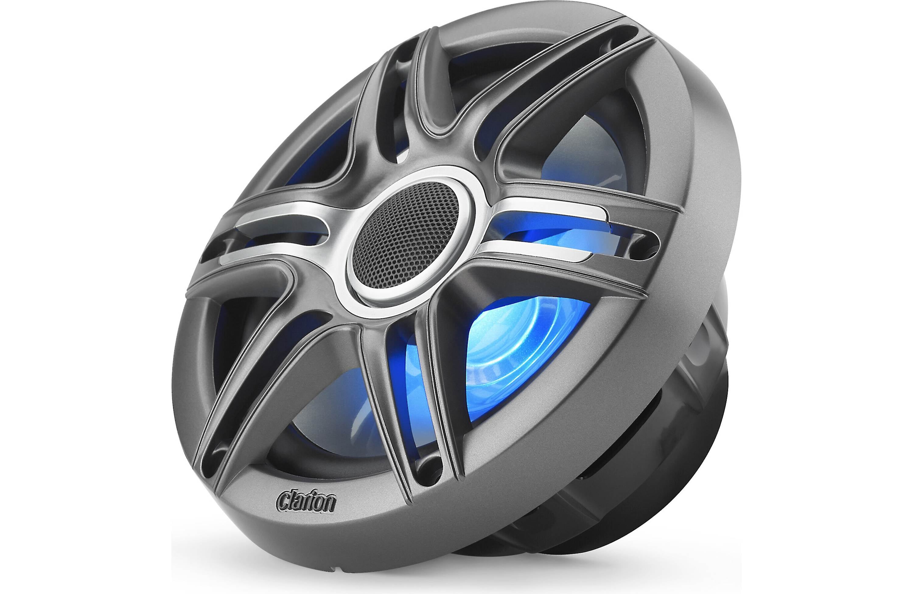 Clarion CMSP-771RGB-SWG 7.7 Inch Premium Marine Coaxial Speakers Pair w/ Sport Grilles & LEDs