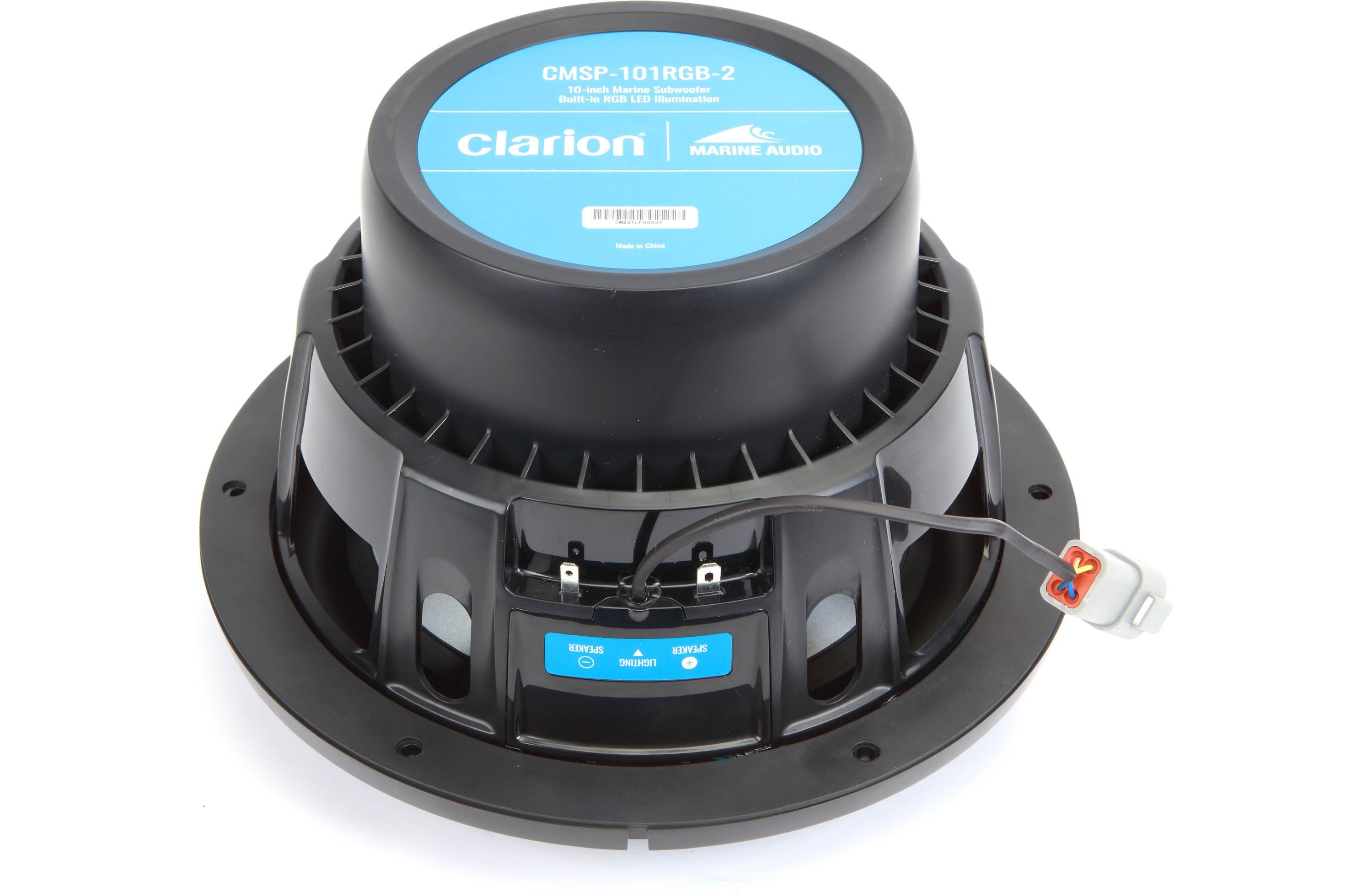 Clarion CMSP-101RGB 10-inch 4-Ohm Infinite Baffle Marine Subwoofer with RGB Lighting