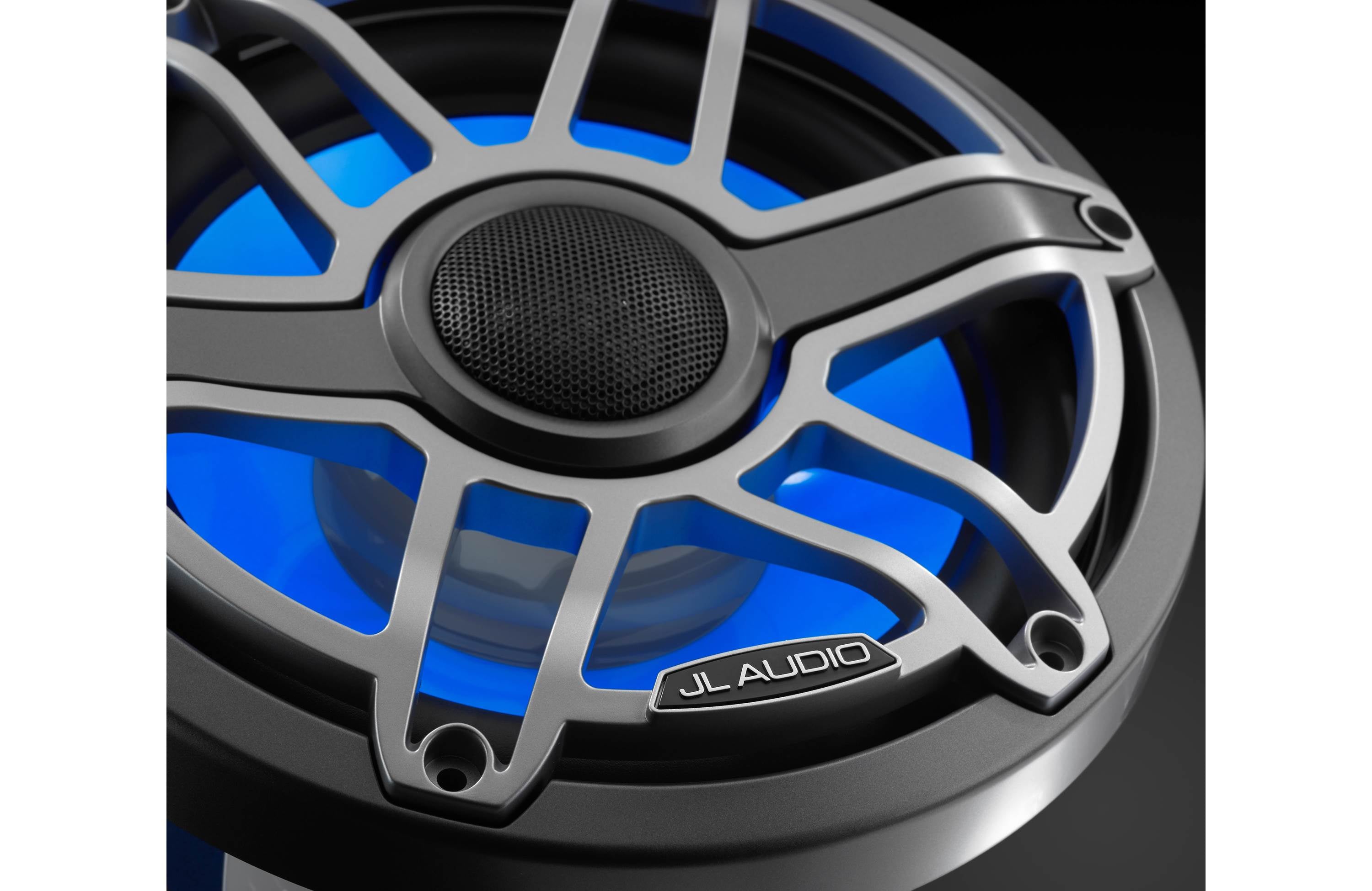 JL Audio M6-880X-S-GMTI-I 8.8" Marine Speaker System, RGB LED, Gunmetal & Titanium, Sport Grill