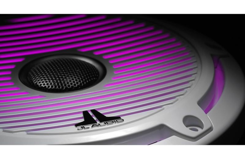 JL Audio M6-650X-C-GWGW-I 6.5" Marine Coaxial Speakers LED Lighting, Gloss White Trim & Classic Grille