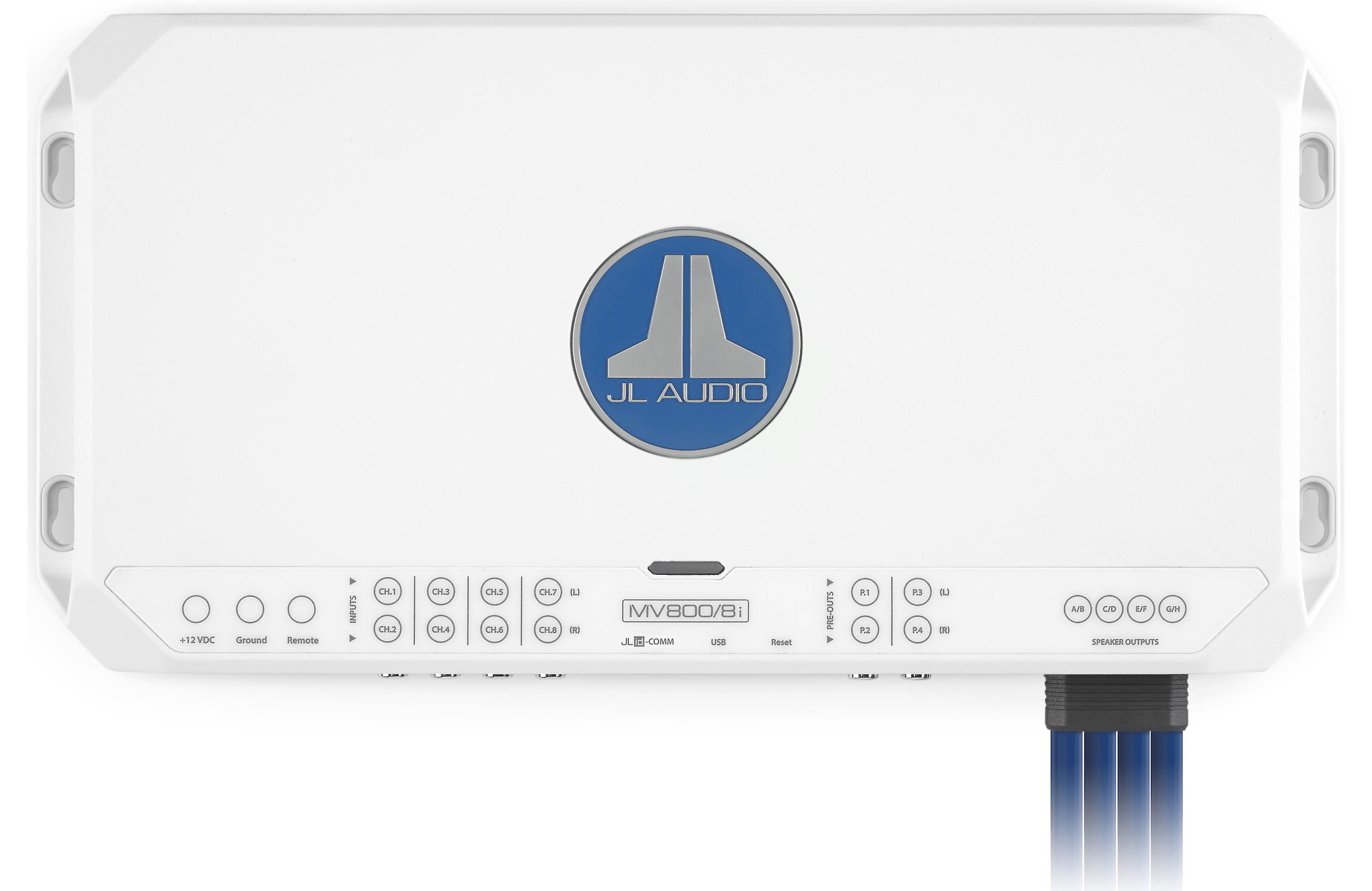 JL Audio MV800/8i Amp + M6-770X-C-GWGW x2 Pairs Marine Speaker Bundle