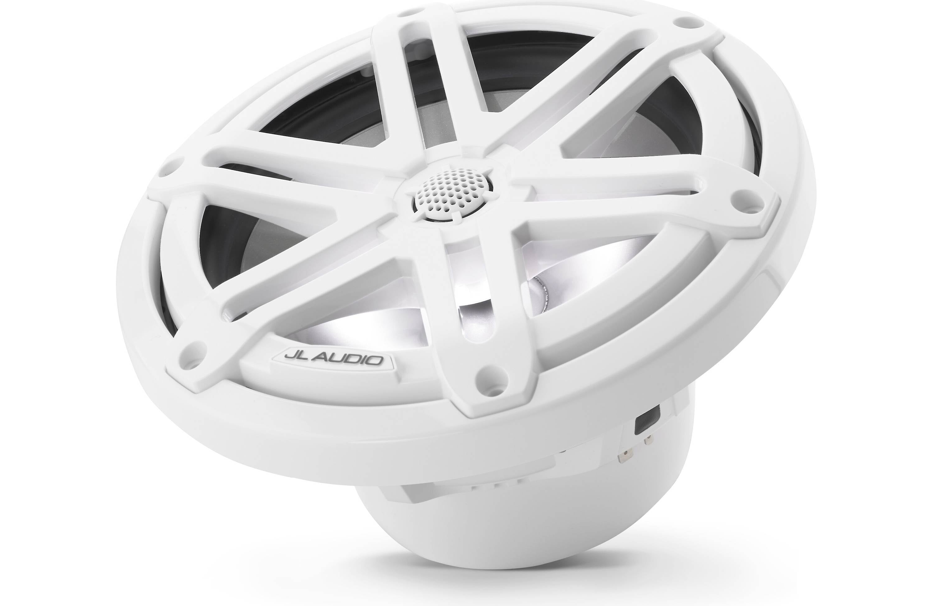 JL Audio M3-770X-S-GW-I 7.7" Marine Coaxial Speakers, White Sports Grilles w/ RGB LED Lighting