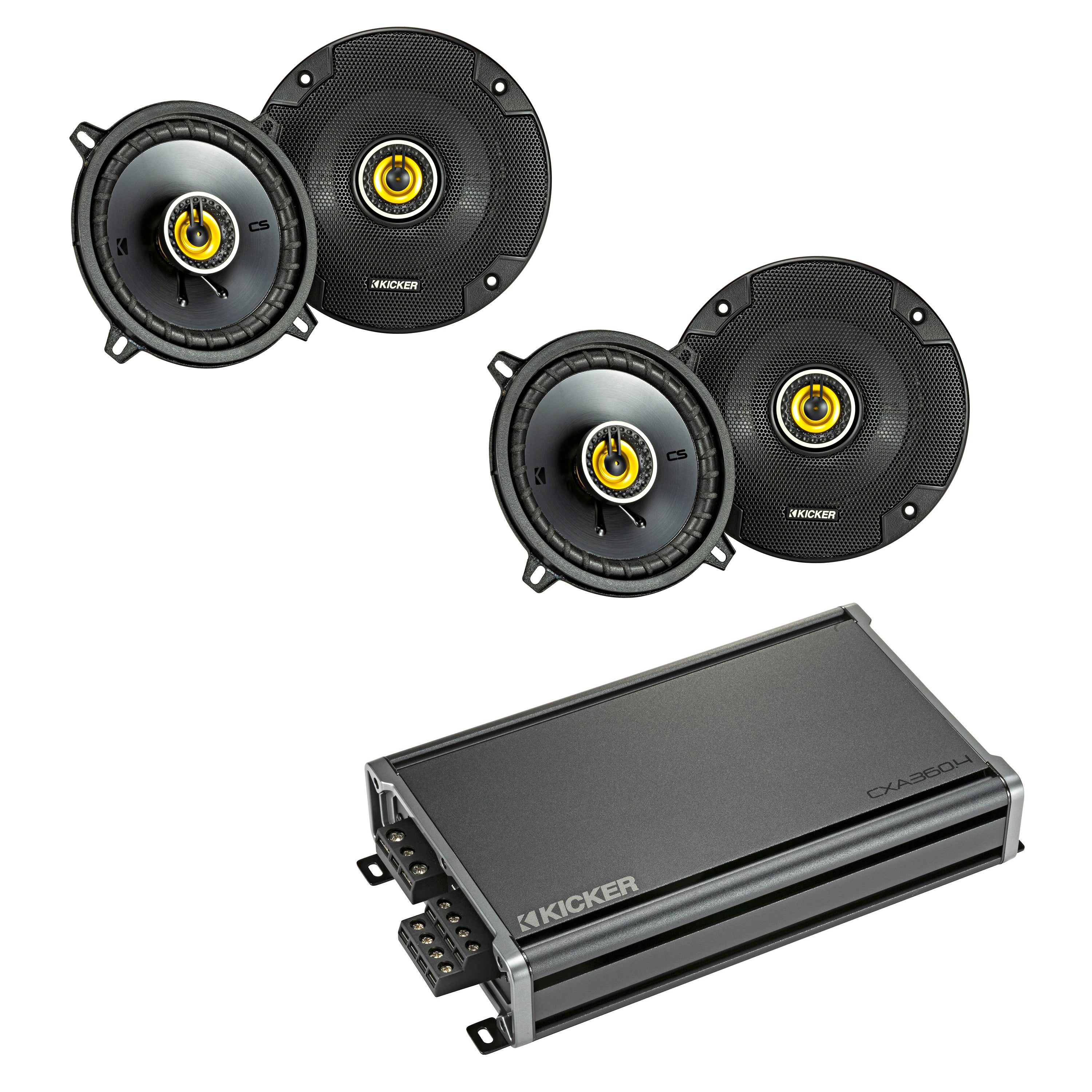Kicker 46CSC54 x2 Pairs 5.25" Speakers + 46CXA360.4T Amplifier Bundle