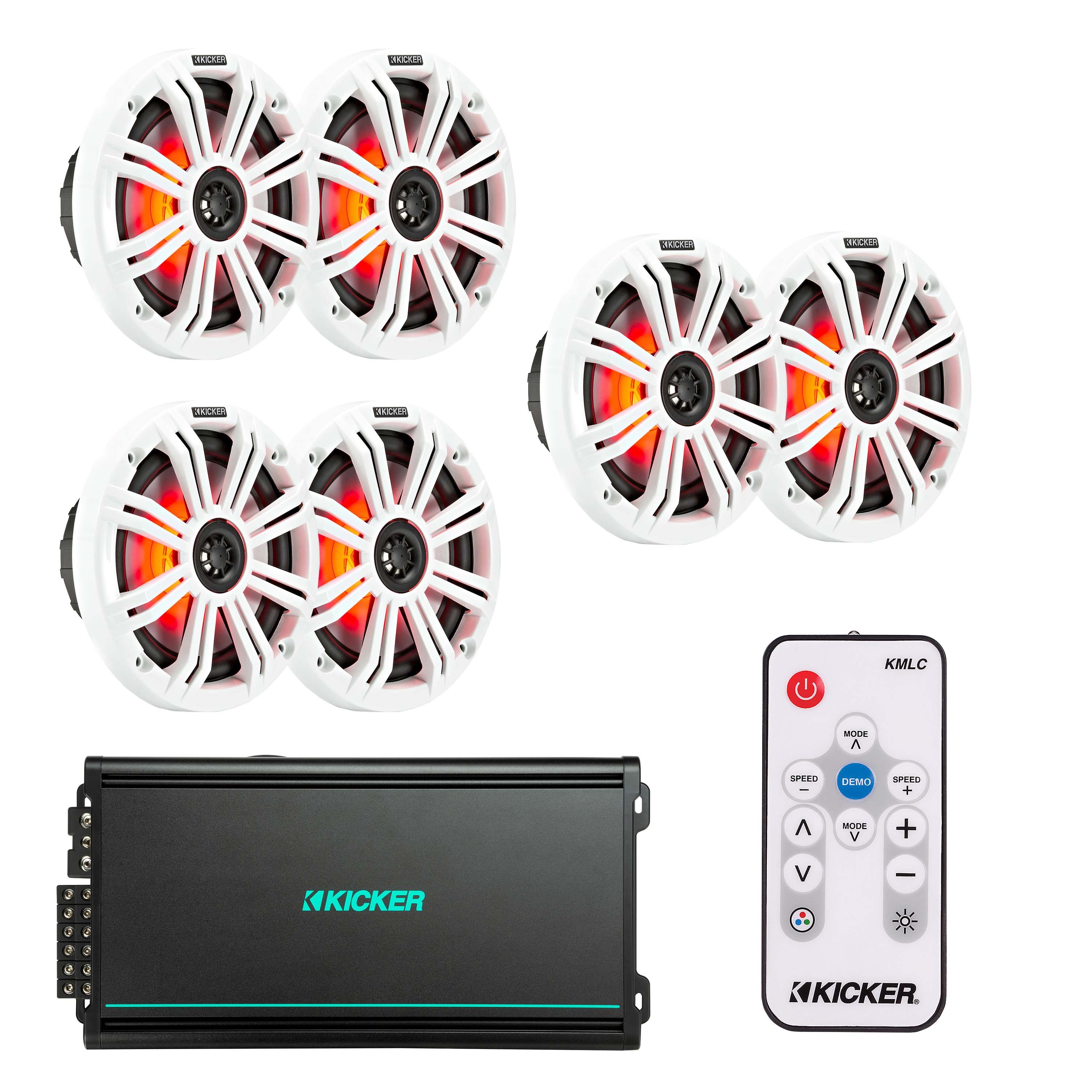 Kicker 45KM654L x3 6.5" Pairs Marine Speakers + 48KMA6006 Amp + FREE 41KMLC Bundle