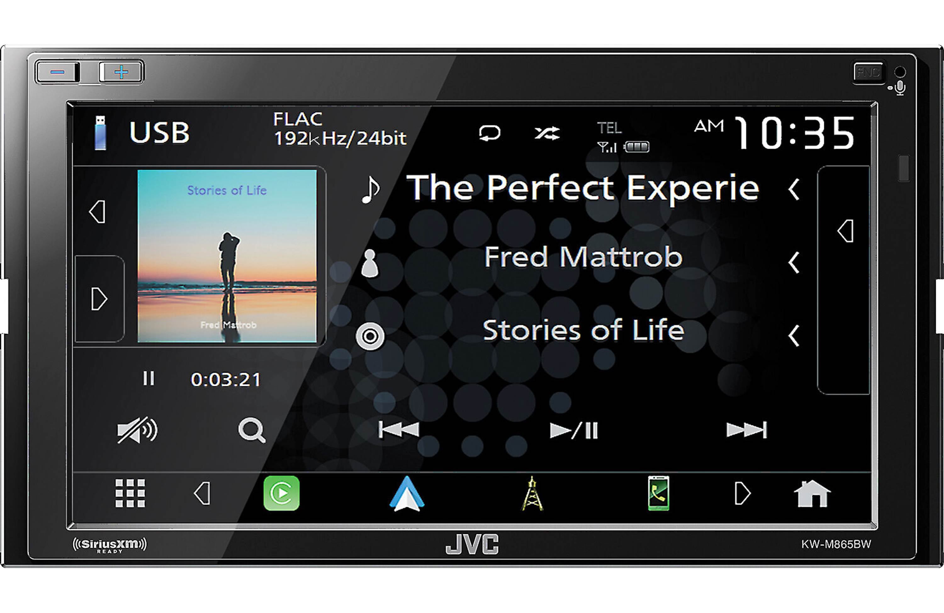 JVC KW-M865BW 6.8" 2-Din A/V Receiver with Wireless Apple CarPlay & Android Auto