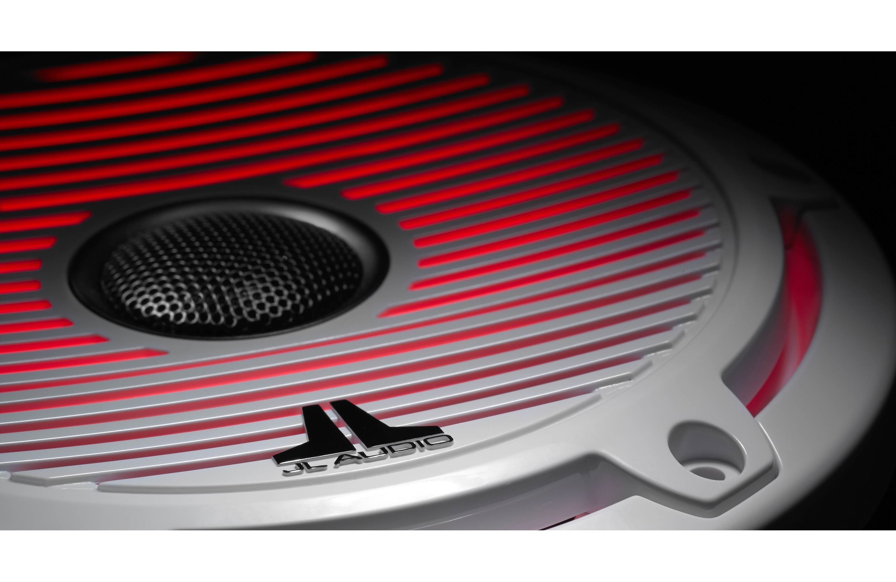 JL Audio M6-650X-C-GWGW-I 6.5" Marine Coaxial Speakers LED Lighting, Gloss White Trim & Classic Grille