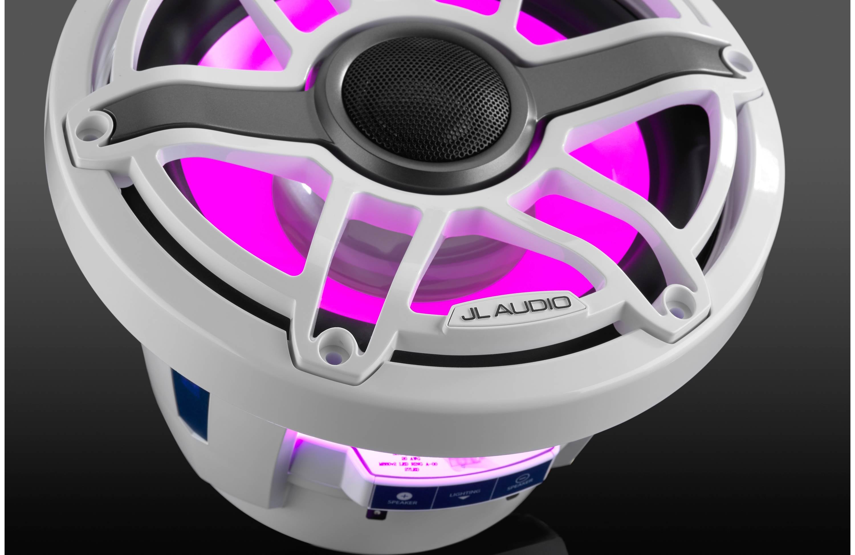 JL Audio M6-880X-S-GWGW-I 8.8" Marine Speaker System, RGB LED, Gloss White, Sport Grill