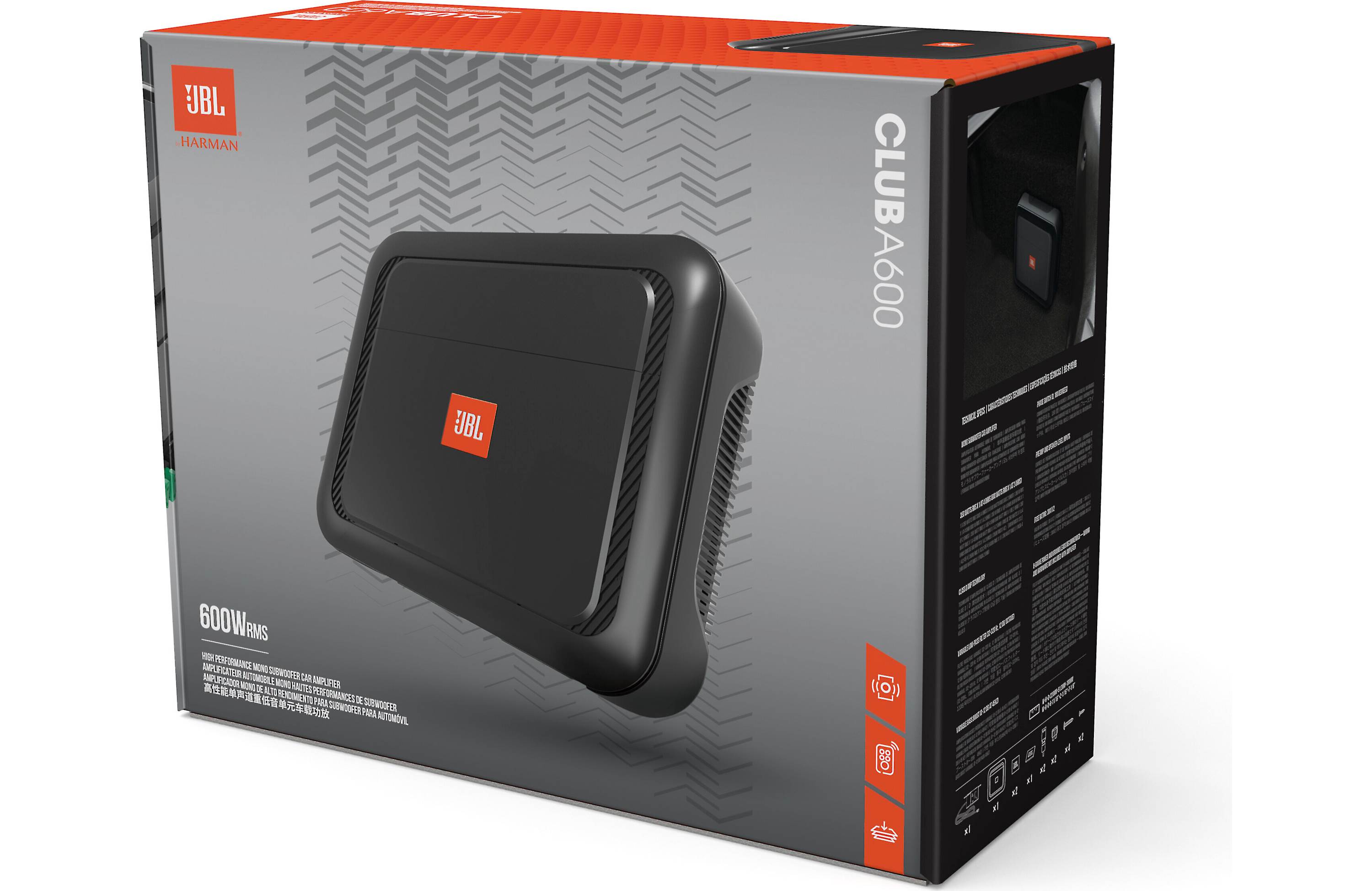 JBL Club 600W Class D Digital Mono Amplifier with Variable Low-Pass Crossover, Black