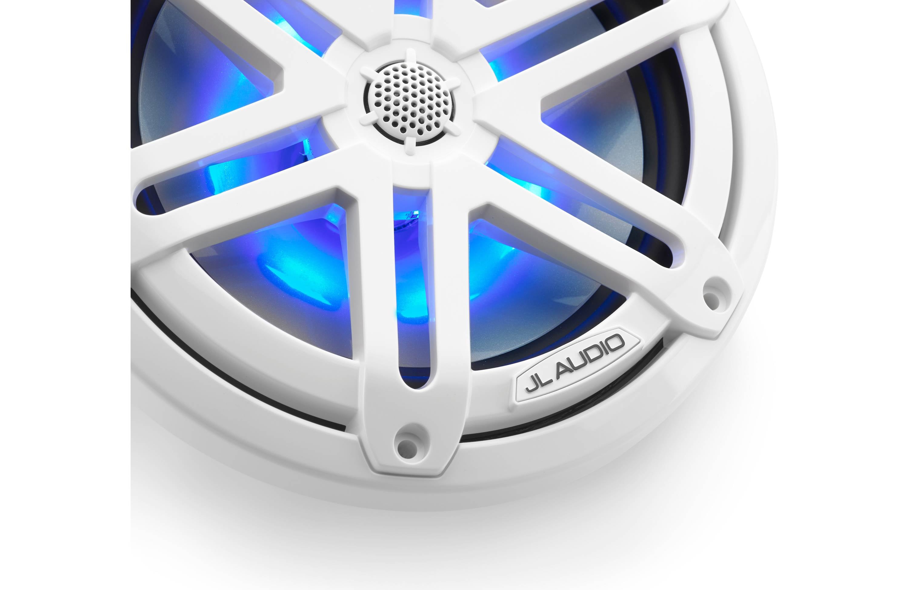 JL Audio M3-770X-S-GW-I 7.7" Marine Coaxial Speakers, White Sports Grilles w/ RGB LED Lighting