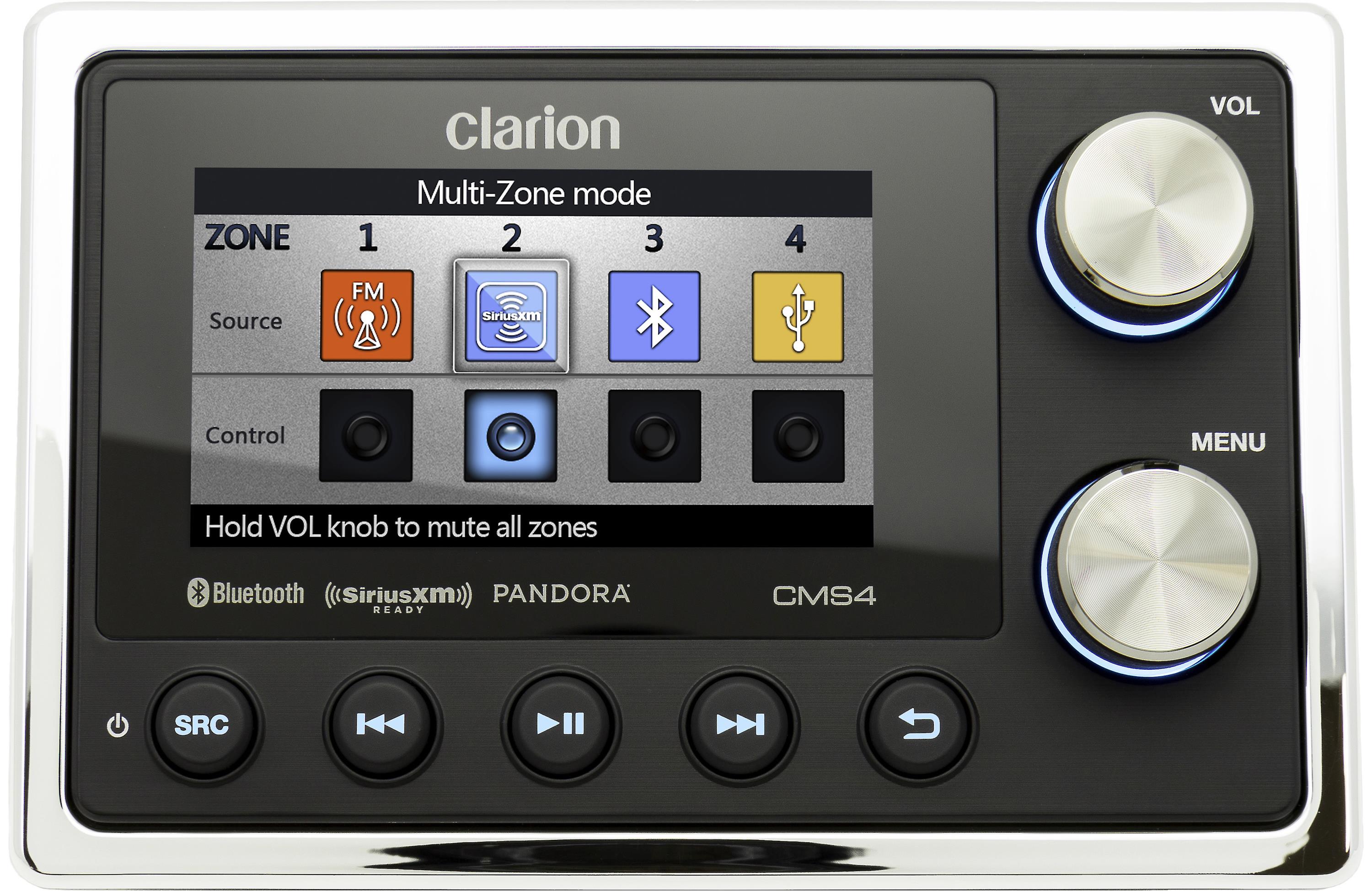 Clarion CMS4 + CMS-651-CWB x2 Pair Speakers + CMSP-101RGB-4 Sub + XC2510 Amp Marine Bundle